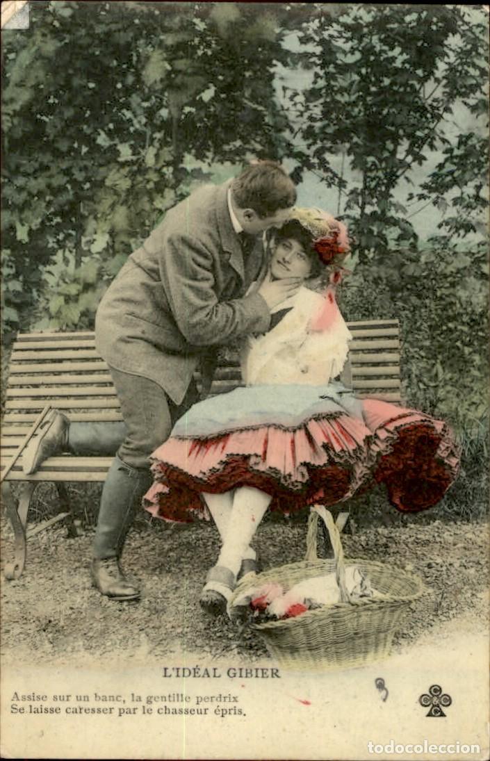 Postkarten: Antigua postal fotografia - Mujeres y Galantes - Circulada - Pareja - A&ntilde;os 1910/20