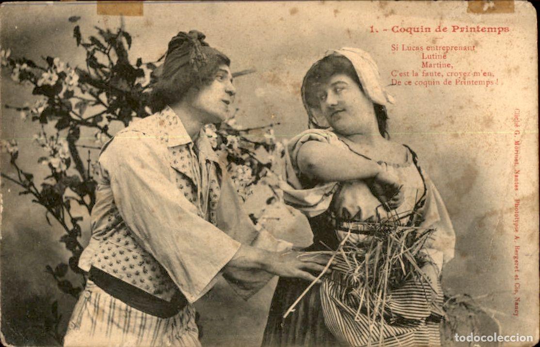 Postkarten: Antigua postal fotografia - Mujeres y Galantes - Circulada - Pareja - A&ntilde;os 1910/20