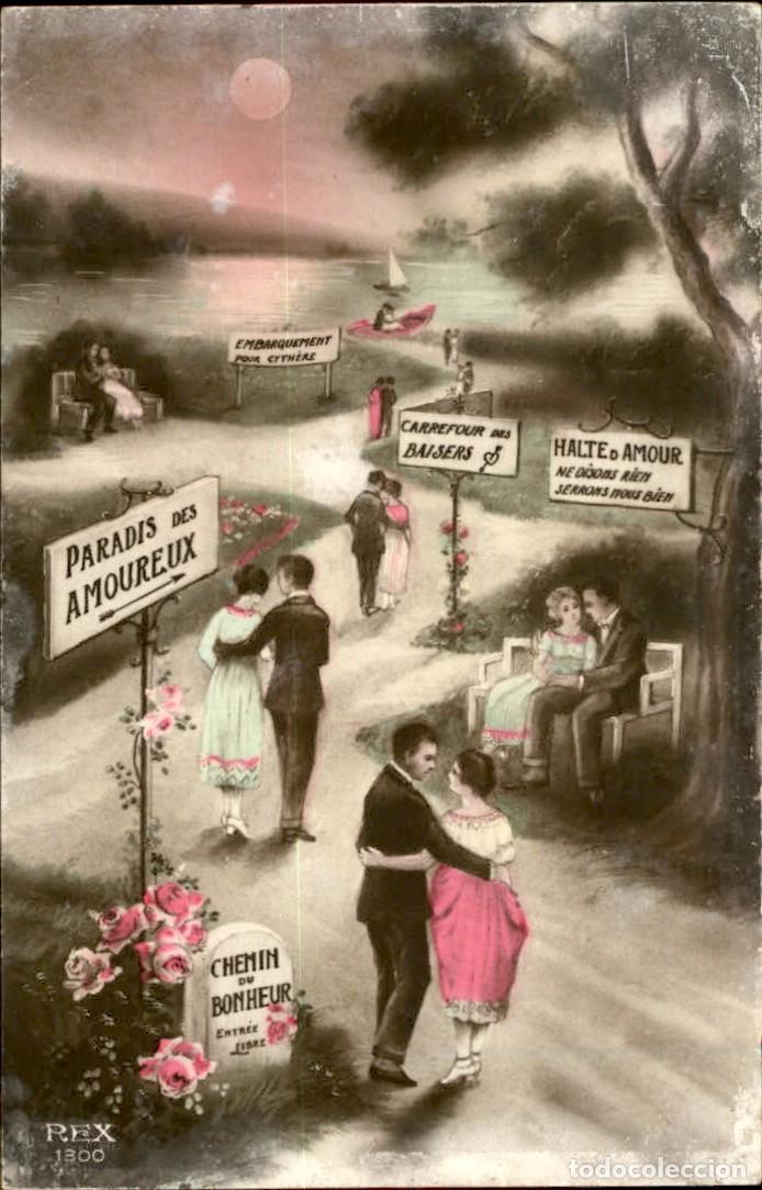 Postkarten: Antigua postal fotografia - Mujeres y Galantes - Circulada - Pareja - A&ntilde;os 1910/20