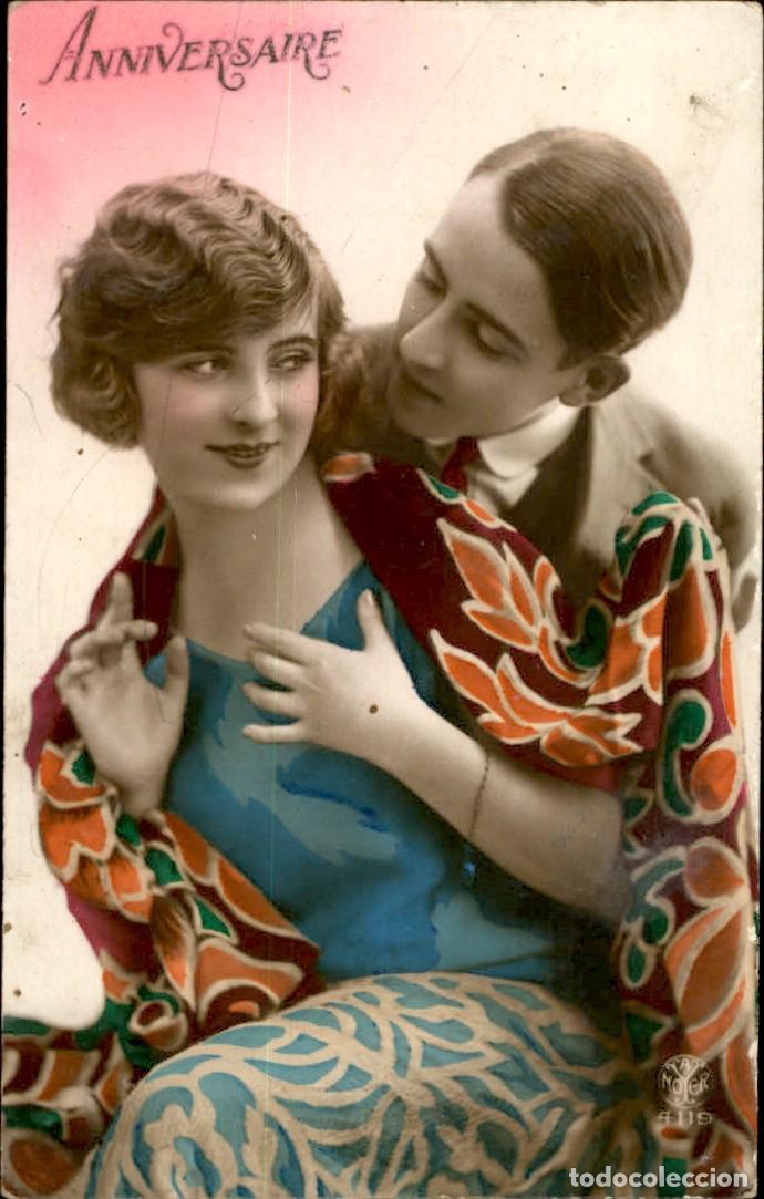 Postkarten: Antigua postal fotografia - Mujeres y Galantes - Circulada - Pareja - A&ntilde;os 1910/20