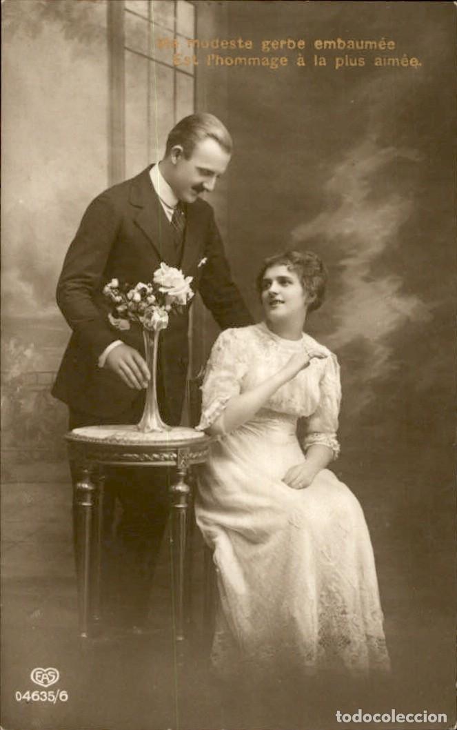 Postkarten: Antigua postal fotografia - Mujeres y Galantes - Circulada - Pareja - A&ntilde;os 1910/20