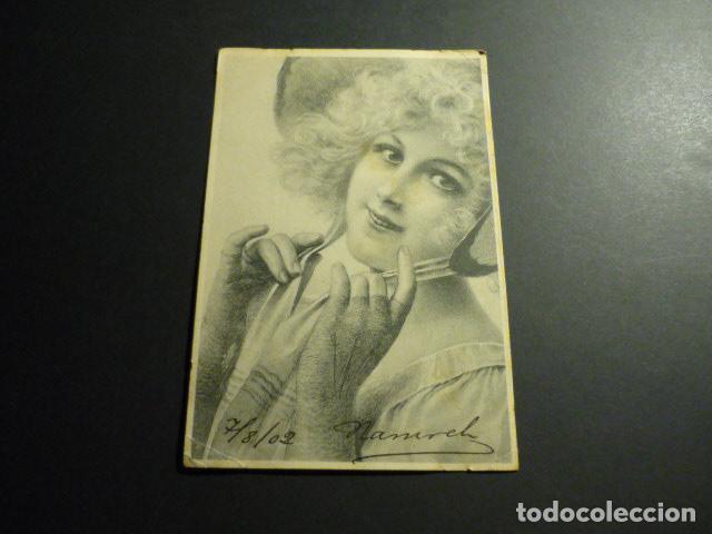 MUJER ELEGANTE POSTAL ILUSTRADA