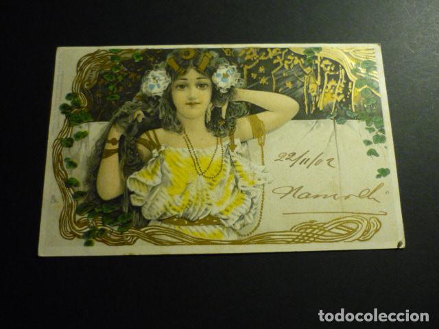 Cartoline: MUJER POSTAL ILUSTRADA ART NOUVEAU MODERNISTA