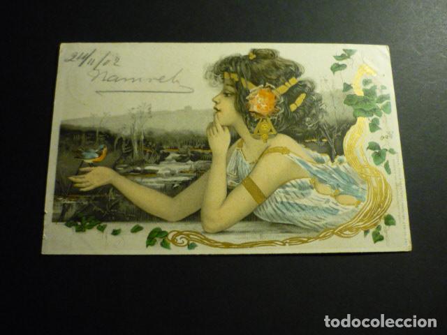 Cartoline: MUJER POSTAL ILUSTRADA ART NOUVEAU MODERNISTA