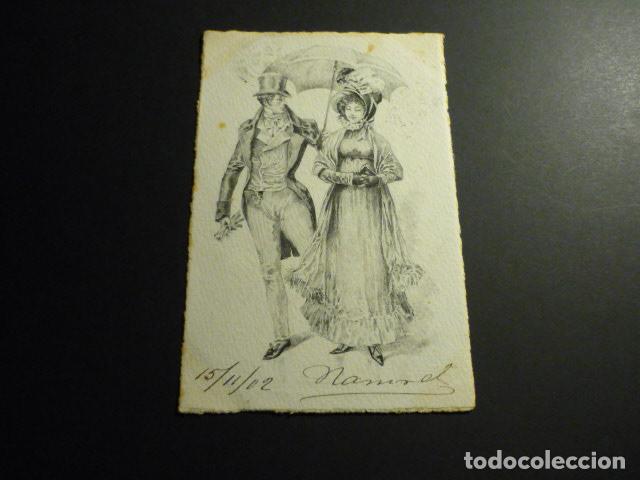 Cartoline: PAREJA GALANTE POSTAL ILUSTRADA GRABADO