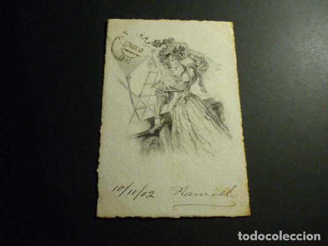 Postales: MUJER ELEGANTE POSTAL ILUSTRADA GRABADO - Foto 1