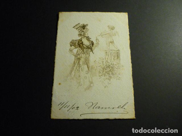 Postales: MUJER ELEGANTE POSTAL ILUSTRADA GRABADO - Foto 1