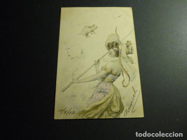 Postales: MUJER ELEGANTE POSTAL ILUSTRADA VIENNE - Foto 1