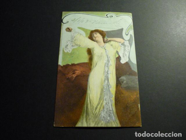 MUJER ELEGANTE POSTAL ILUSTRADA