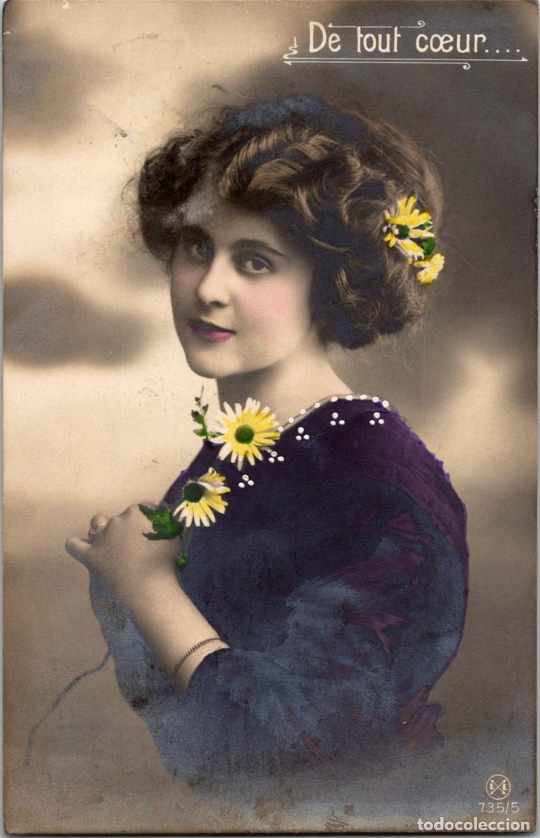 Postales: Muchacha - Peinado - Margaritas - (L L ) 735/5 - Coloreada - 133x86mm - Foto 1