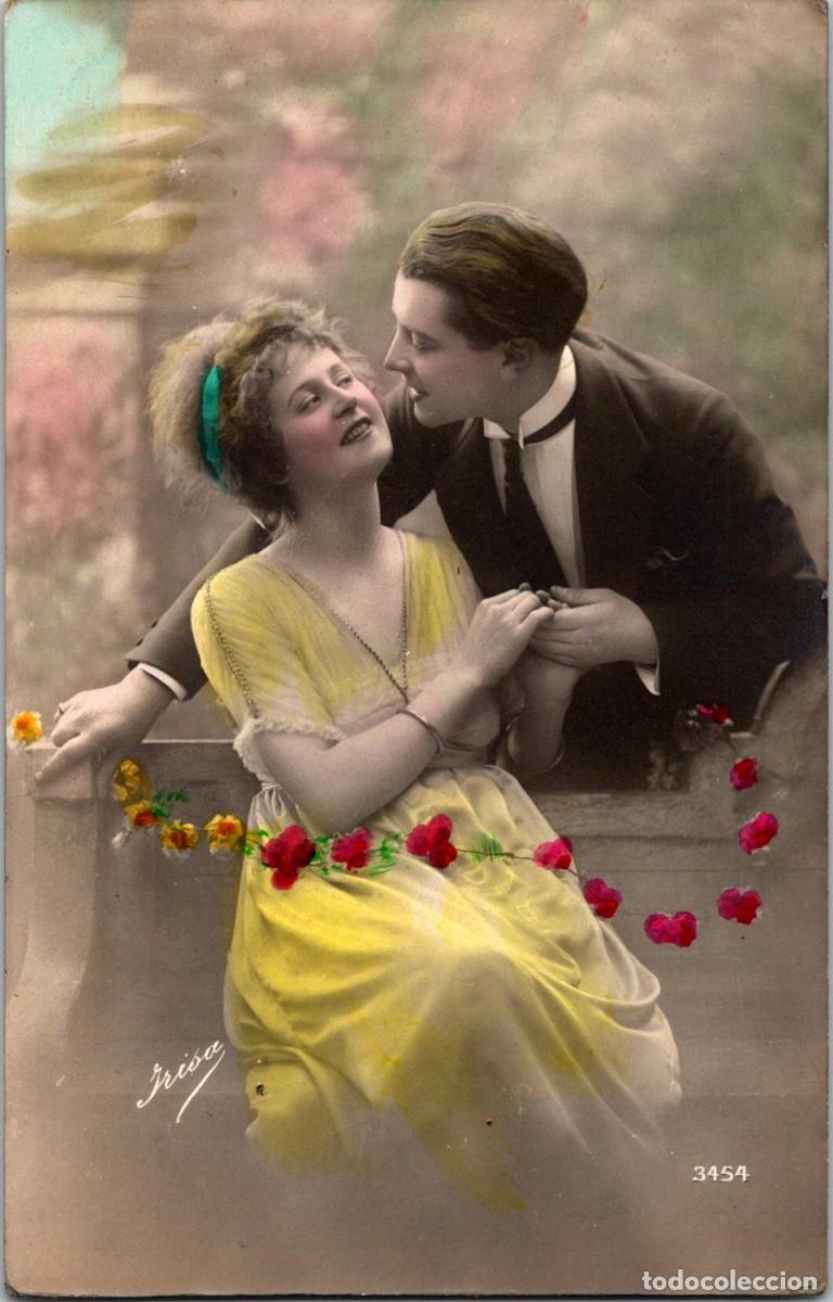 Postales: Pareja - Novios - Irisa 3454 - Coloreada - 139x88mm - Intenta estar escrita en verso