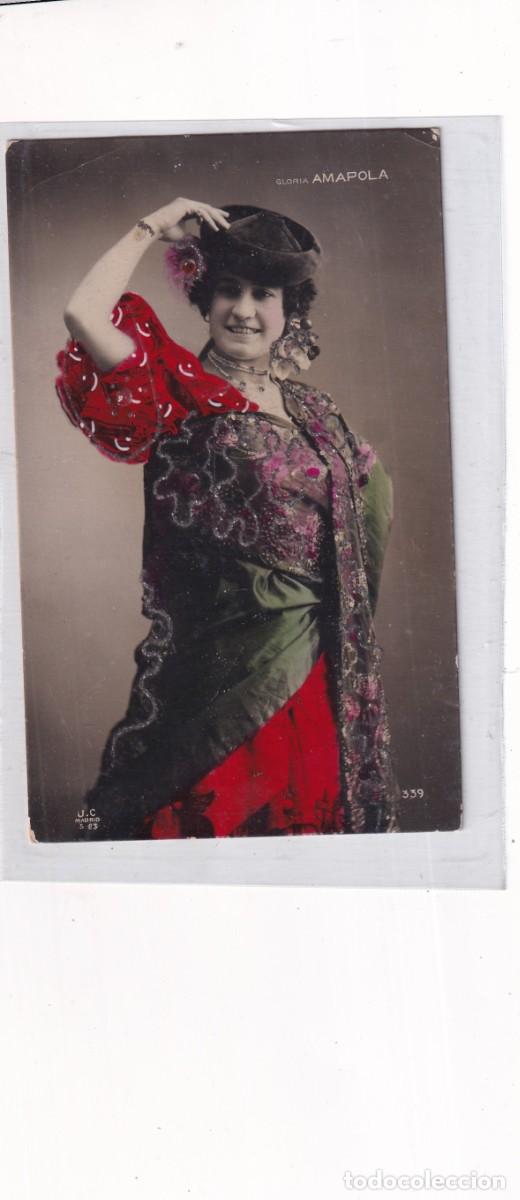 Postkarten: Gloria Amapola, artista cupletista purpurina 339 Escrita en 1909 . Sin circular.