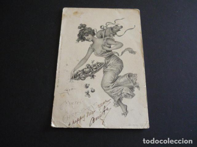 Postales: MUJER CON CERDITO POSTAL - Foto 1