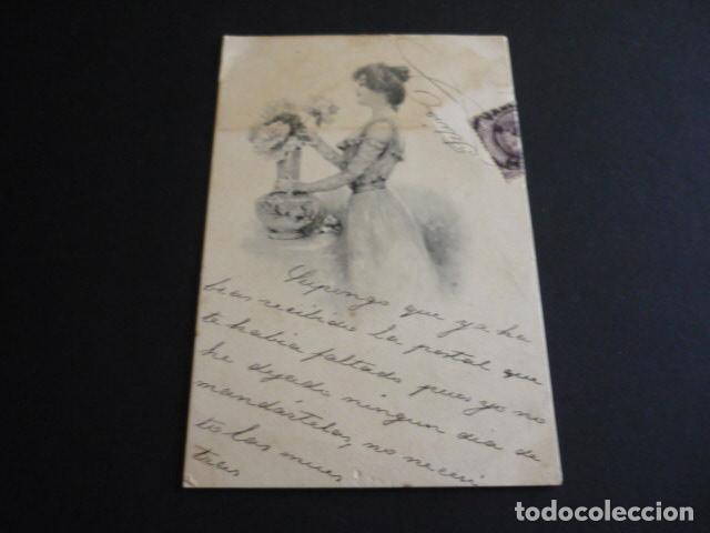 Postais: MUJER CON FLORERO POSTAL ILUSTRADA