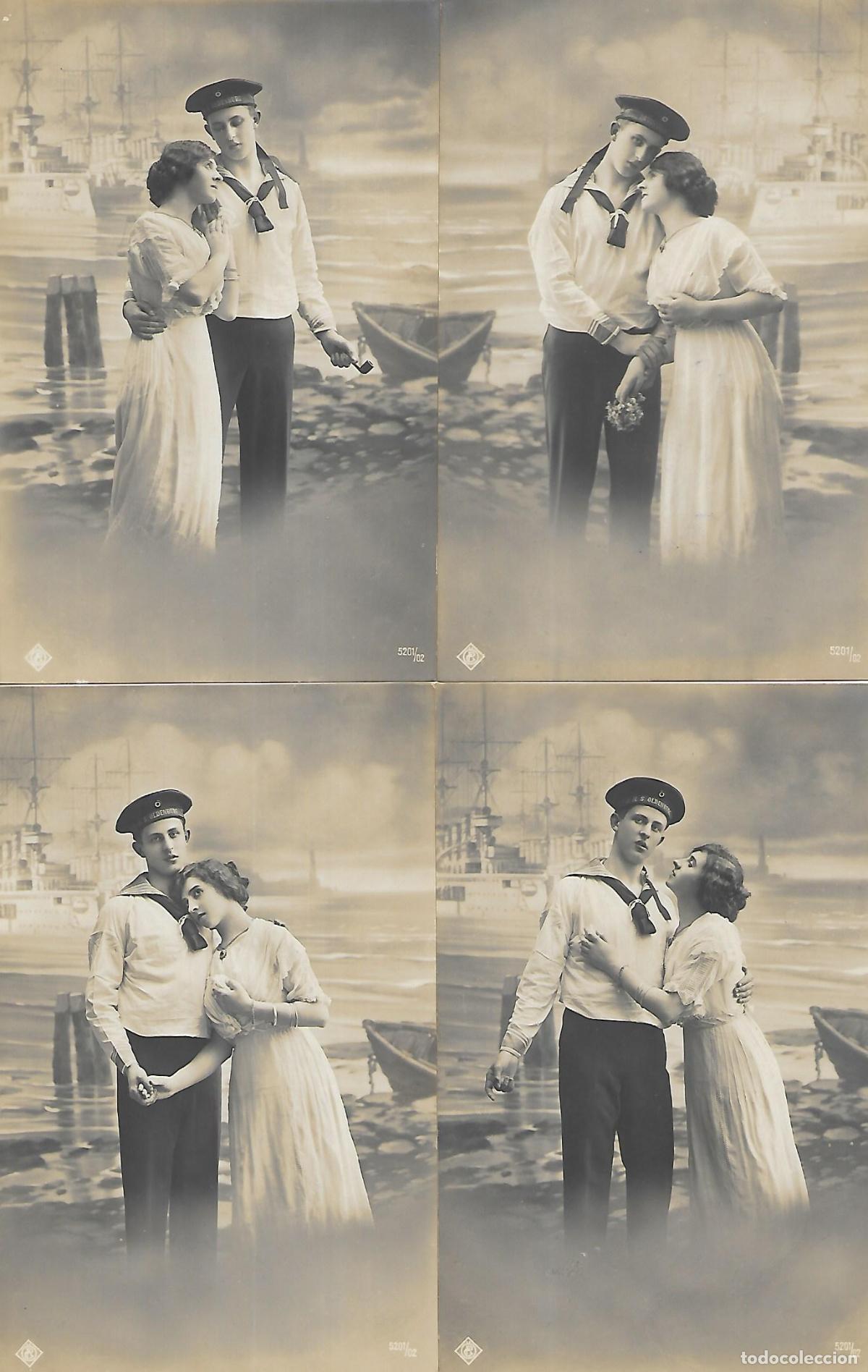 Postales: SERIE COMPLETA DE 6 POSTALES-MARINERO CON SU NOVIA (1915)