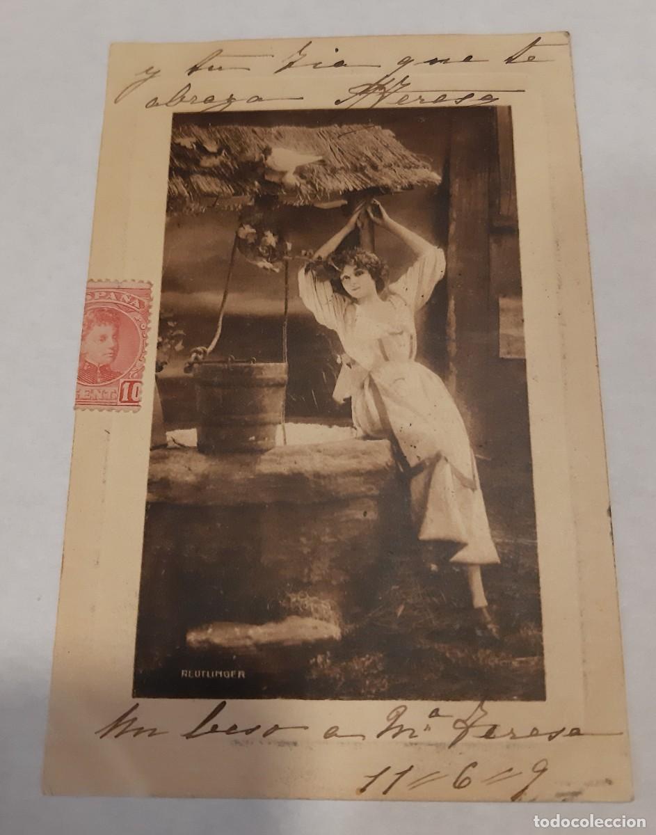 Postales: FOTO POSTAL - DAMA EN EL POZO 1909 - Foto 1