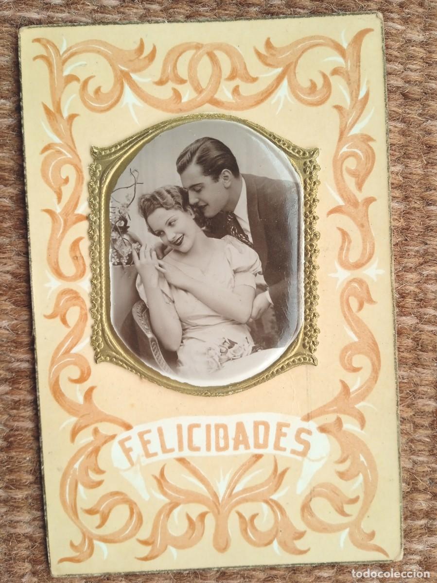 Cartoline: PAREJA - POSTAL ROMANTICA - FELICIDADES CON MENSAJE
