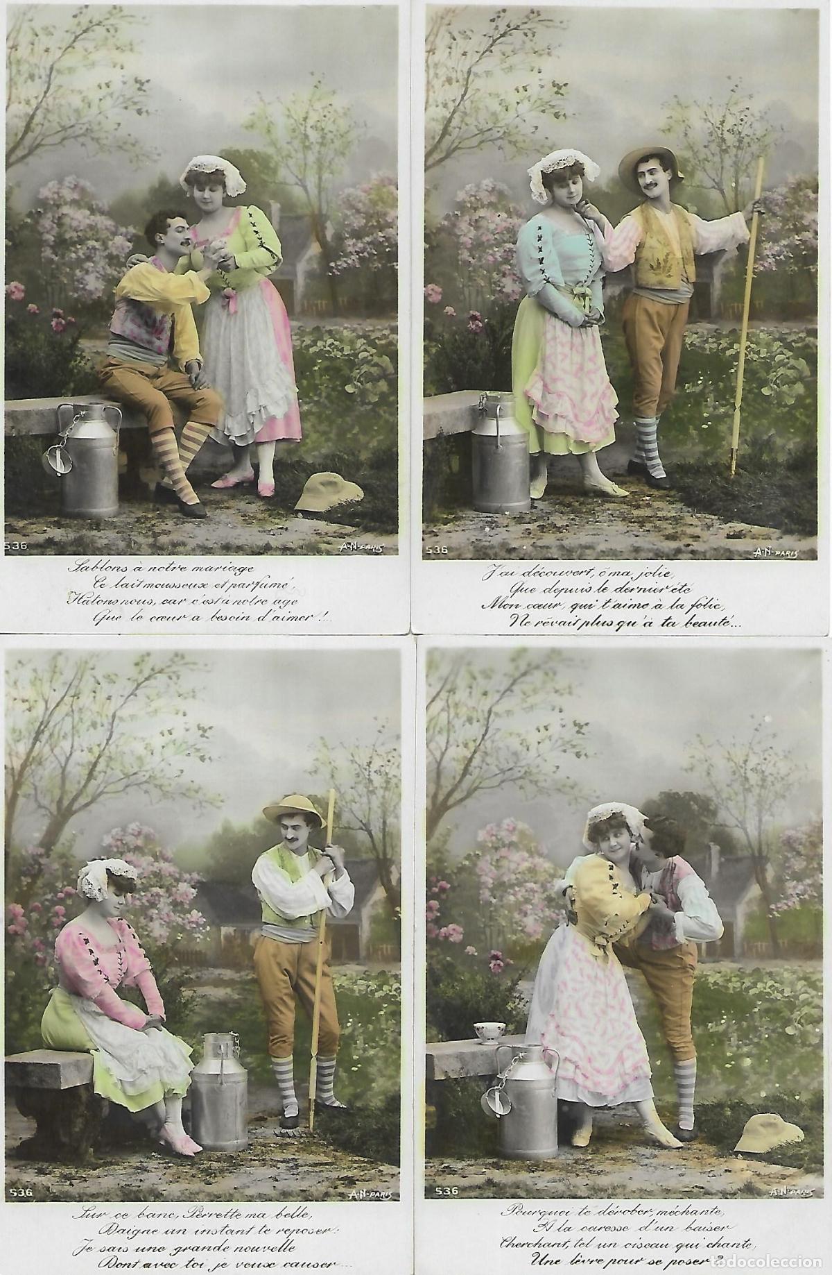 Cartoline: SERIE DE CINCO POSTALES-PAREJA DE CAMPESINOS (Circuladas en 1907)