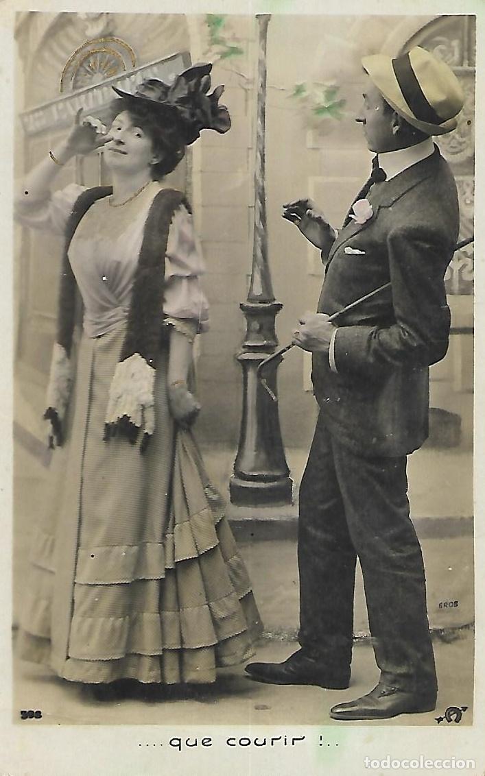 Postales: ANTIGUA POSTAL-CORTEJANDO (Principios 1900) - Foto 1