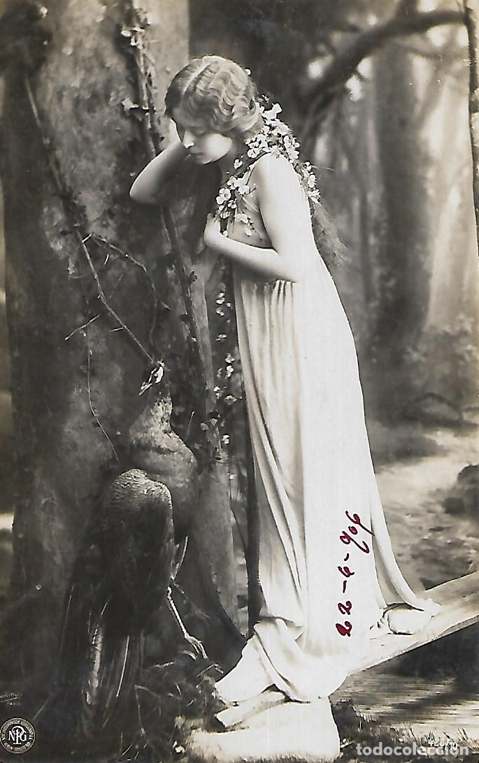 Postales: ANTIGUA POSTAL-DAMA CON FAISAN (1906) - Foto 1