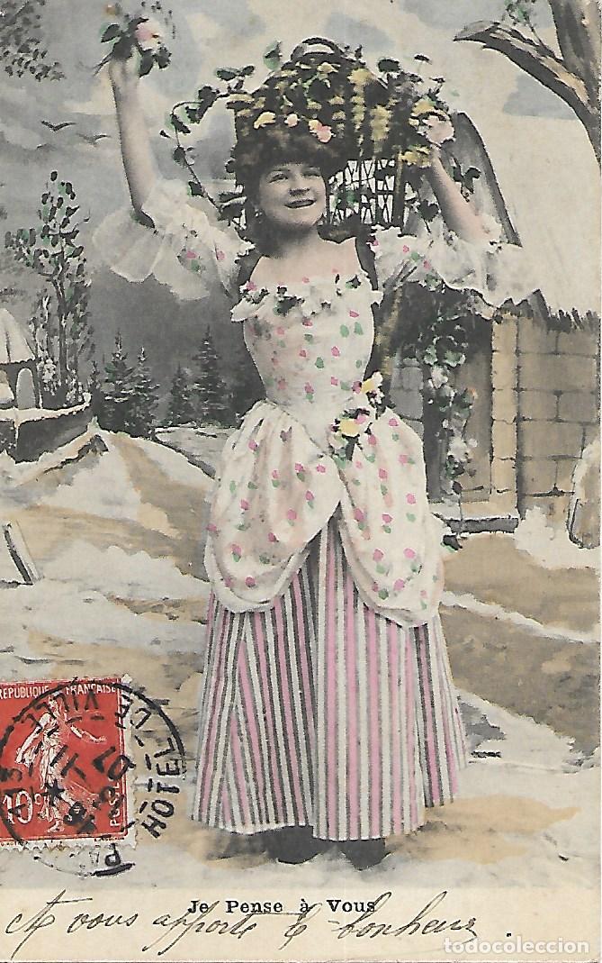 Postales: ANTIGUA POSTAL-PENSANDO EN TI (1907) - Foto 1