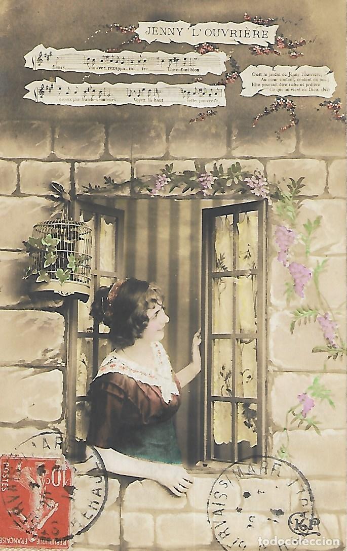 Postales: ANTIGUA POSTAL-DAMA EN VENTANA (1914) - Foto 1