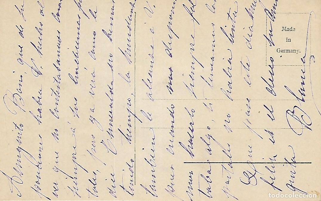Postales: ANTIGUA POSTAL-DAMA APOYADA EN EL SILL&Oacute;N (1908) - Foto 2