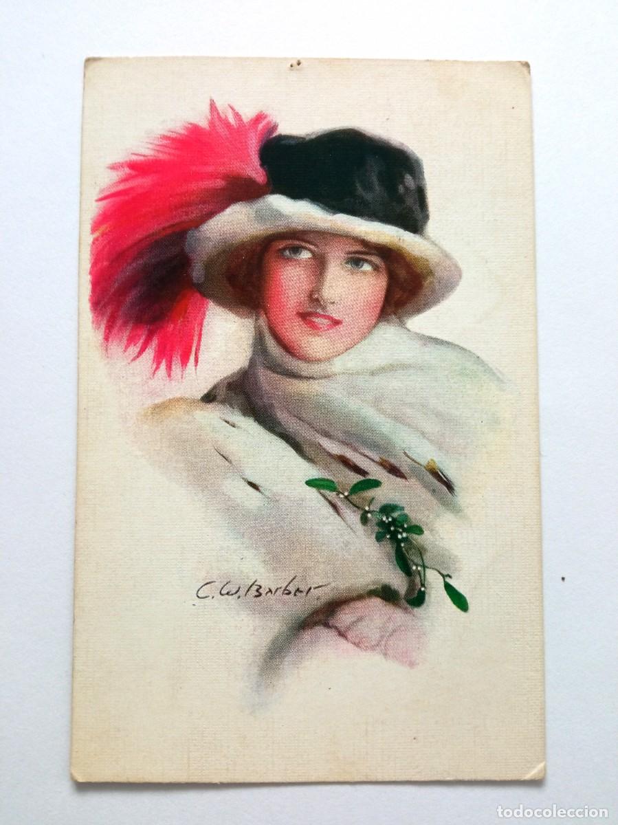 Postales: POSTAL ANTIGUA DE MUJER DE &Eacute;POCA ILUISTRADA POR C. W. BARBER- 1916 - ESCRITA PERO NO CIRCULADA.