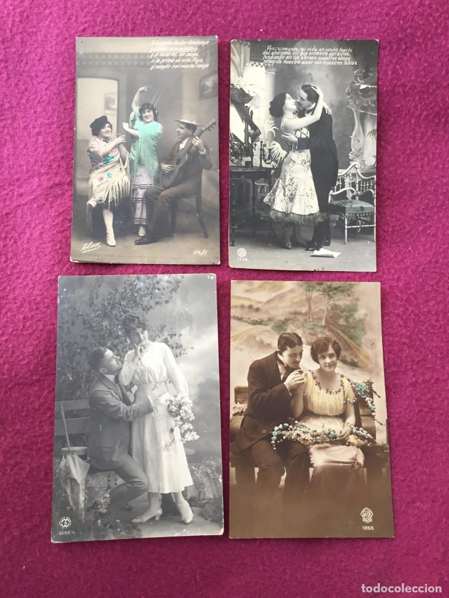 Postkarten: 4 POSTALES ROMANTICAS DE GALANTES Y MUJERES - CIRCA 1915/1920