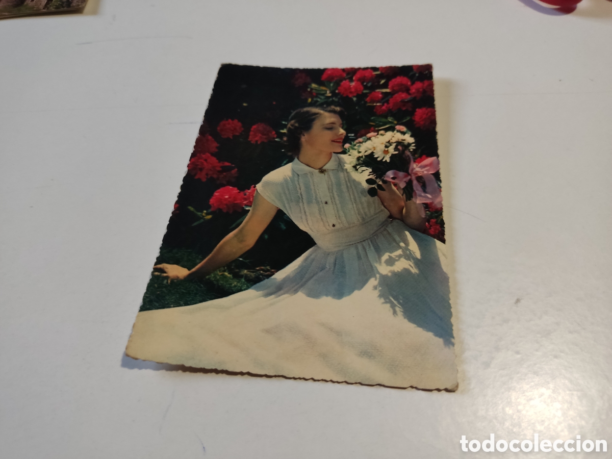 Cartoline: Postal antigua chica Flores