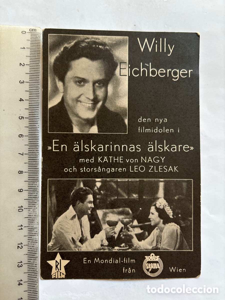 Cartoline: POSTAL. WILLY EICHBERGER, ACTOR &ldquo;EN ALSKARINNAS ALSKARE&rdquo;. RI FILM. TOBIS SASCHA. WIEN.28 AGOSTO 1936