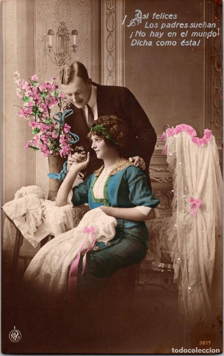 Cartoline: Postal Rom&aacute;ntica Espa&ntilde;ola - As&iacute; felices los padres sue&ntilde;an - 3617 - 137x86mm