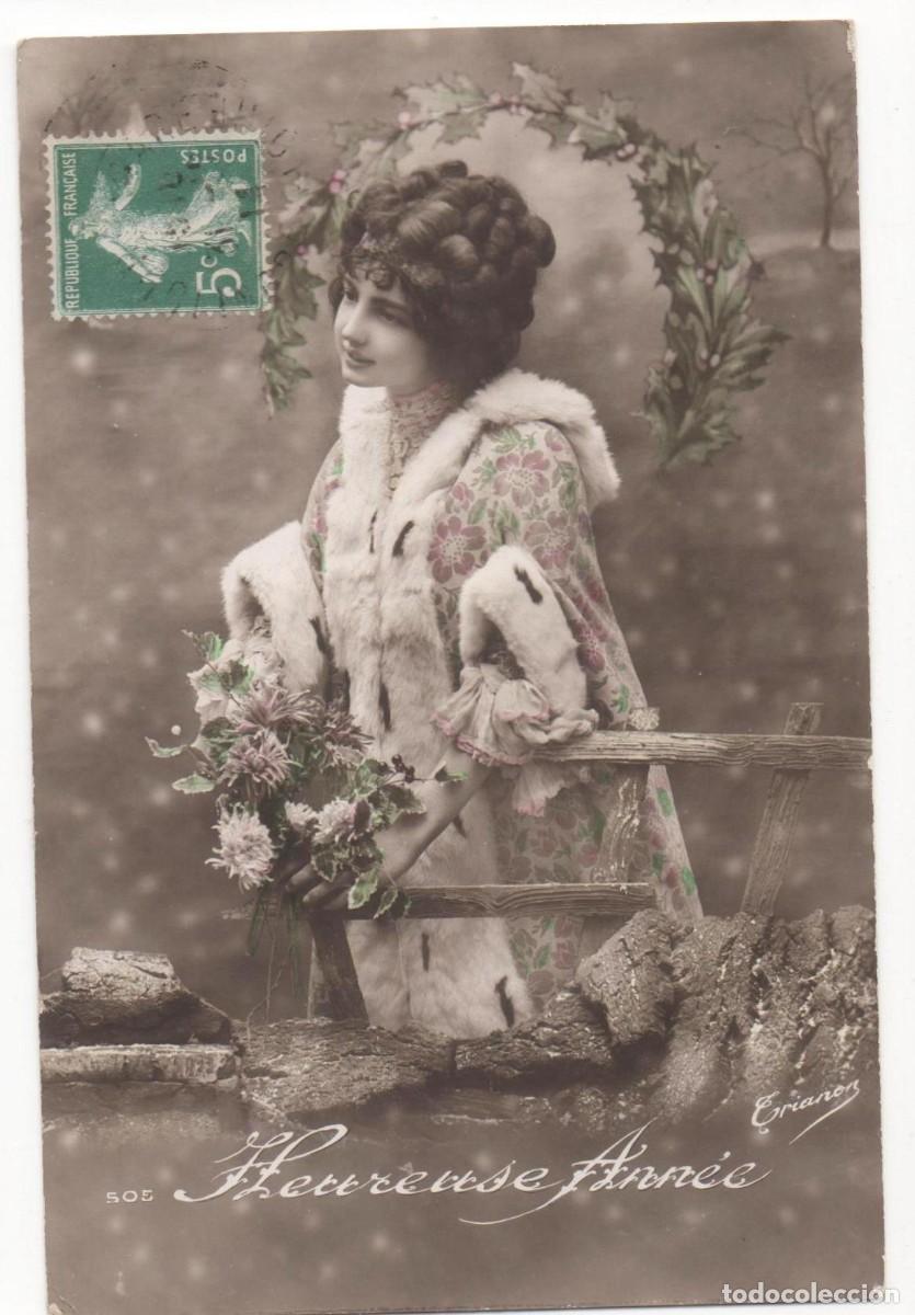 Postcards: Postal francesa principios del XX- circulada-mujer con flores