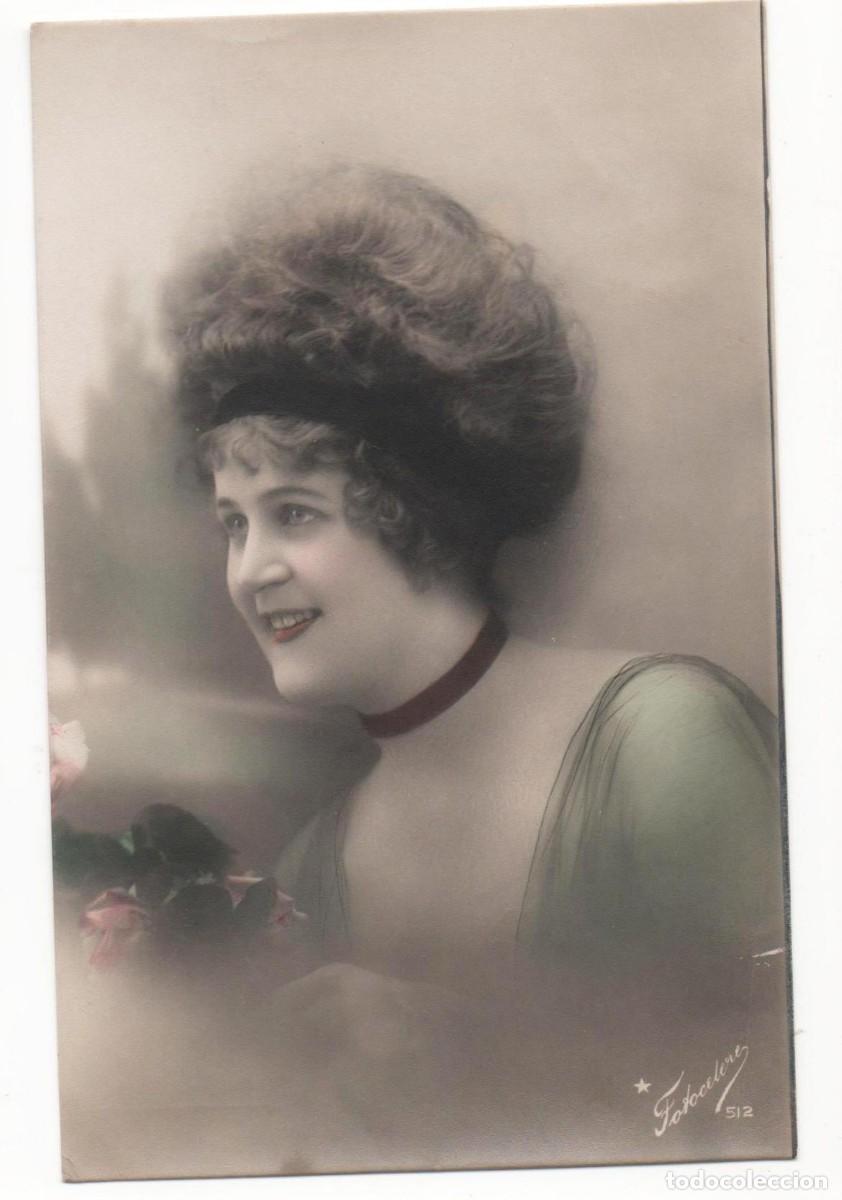 Postcards: Postal francesa principios del XX- escrita-mujer con flores