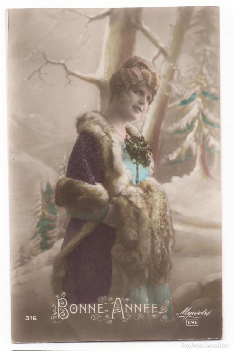 Postcards: Postal francesa principios del XX- escrita-mujer con flores