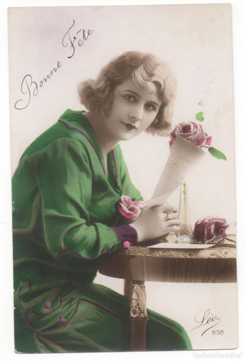 Cartoline: Postal francesa principios del XX- escrita-mujer con buena mirada