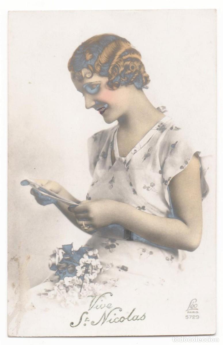 Cartoline: Postal francesa a&ntilde;os 30- circulada-mujer con carta