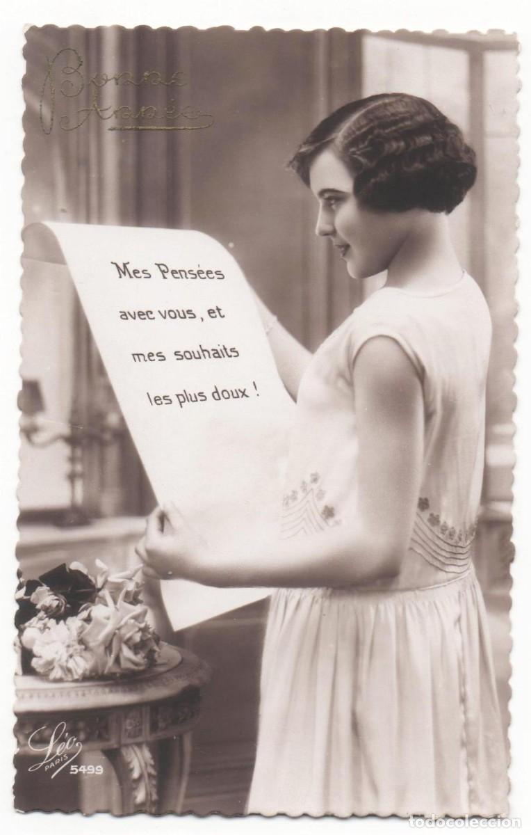 Cartoline: Postal francesa a&ntilde;os 30- escrita-mujer con carta