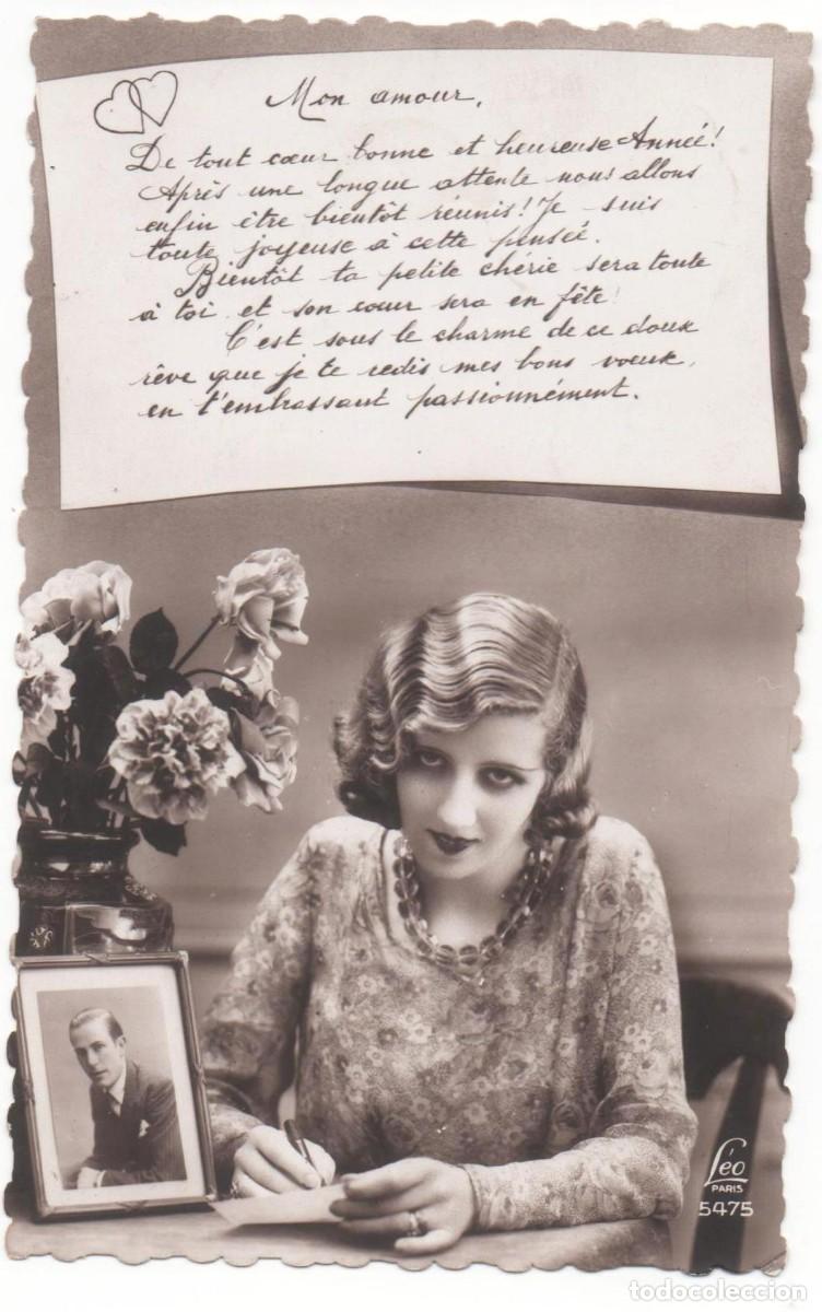 Cartoline: Postal francesa a&ntilde;os 30- escrita-mujer escribiendo carta