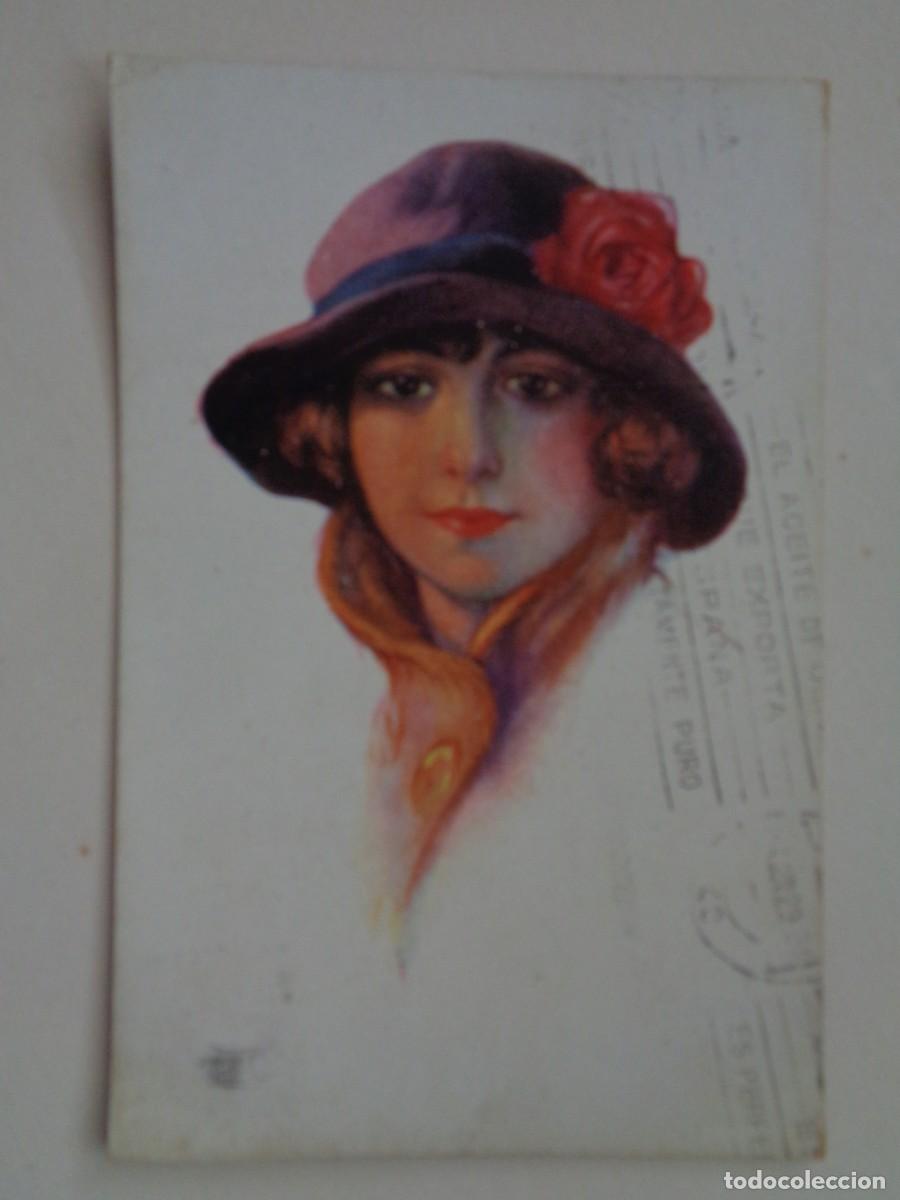 Postais: PRECIOSA POSTAL CON BONITO DIBUJO DE JOVEN CHICA CON SOMBRERO . PRINCIPIOS DE SIGLO