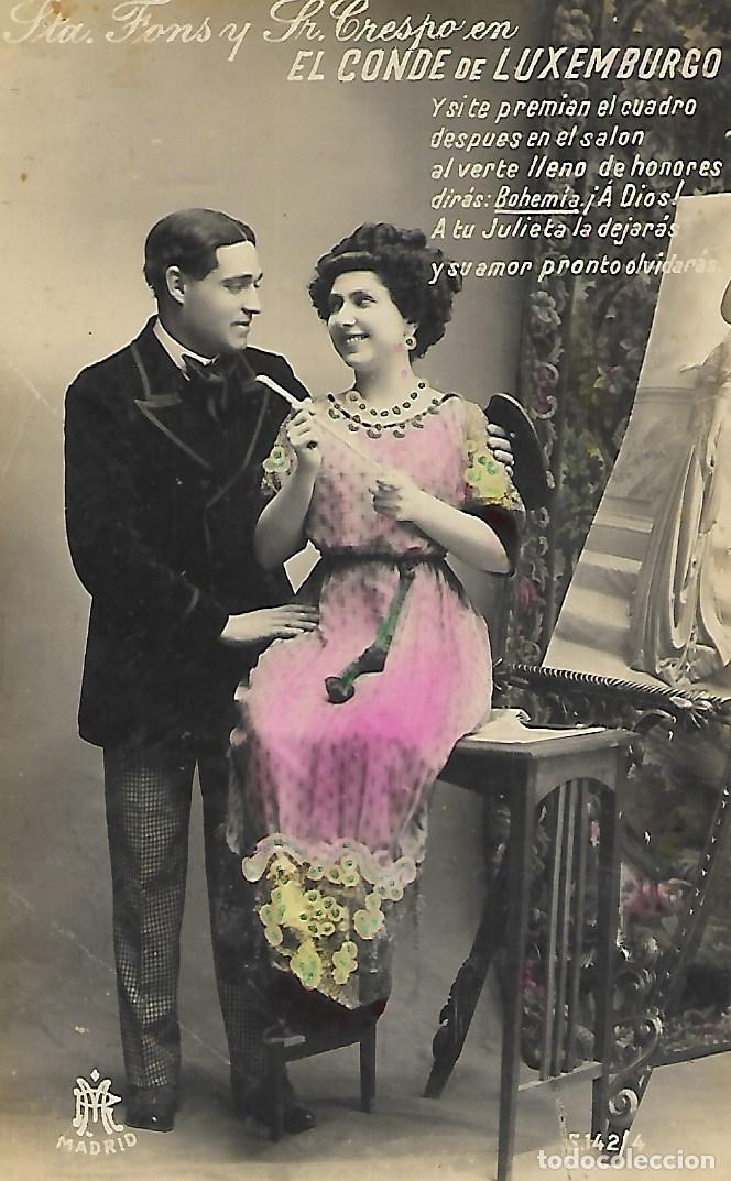 Cartoline: Srta.Fons y Sr.Crespo en EL CONDE DE LUXEMBURGO (Principios 1900)