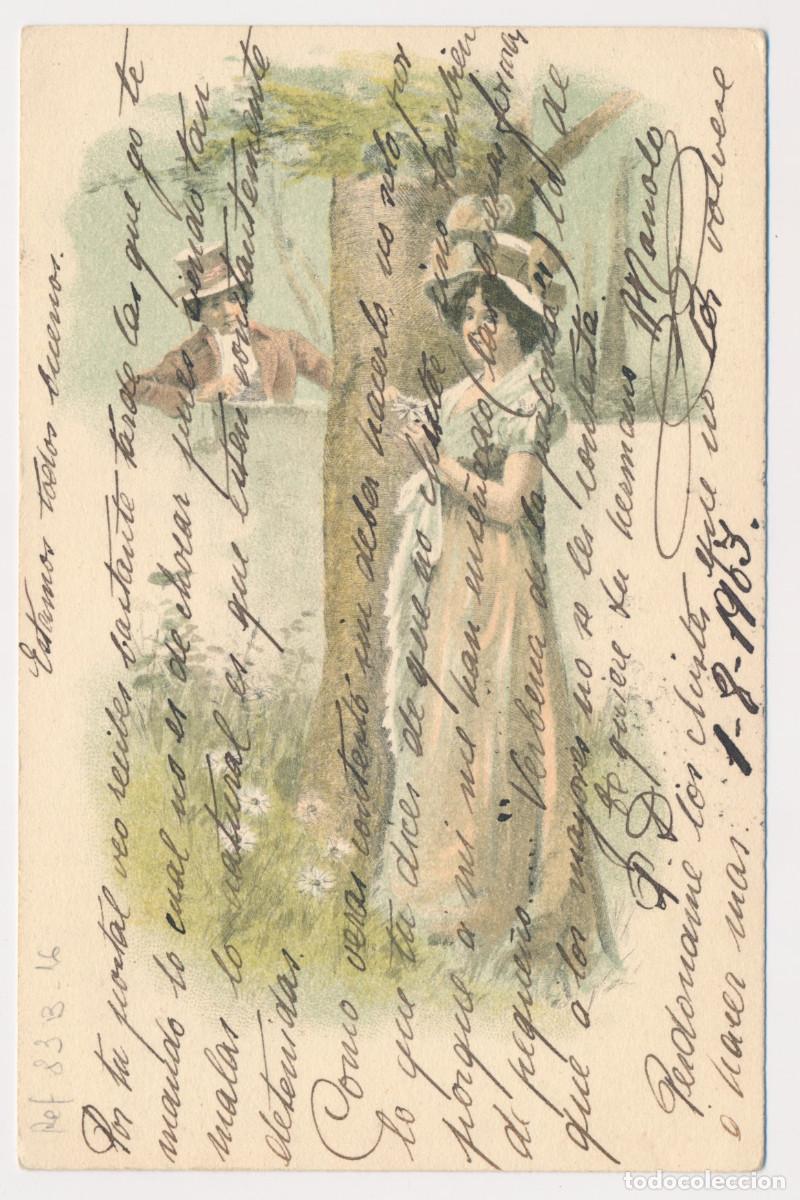 Postkarten: Postal grabado galante y mujer - Ed. Kunstverlag Rafael Neuber - Serie 58 - A&ntilde;o 1903 - Circulada