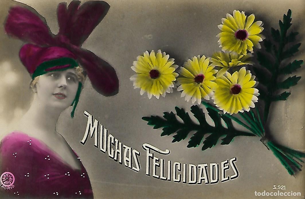Postkarten: ANTIGUA POSTAL ESPA&Ntilde;OLA-DAMA CON FLORES (Principios 1900)