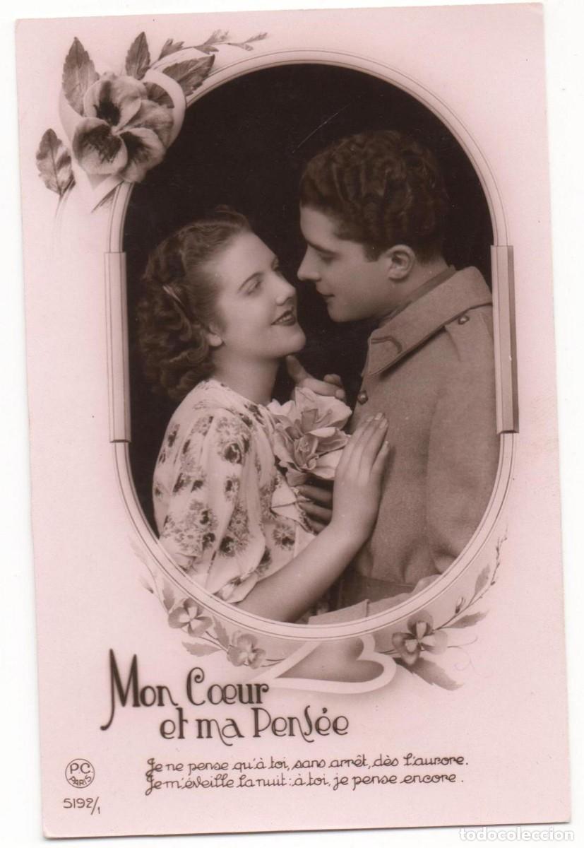 Cartoline: Postal francesa a&ntilde;os 40-50- escrita-pareja rom&aacute;ntica