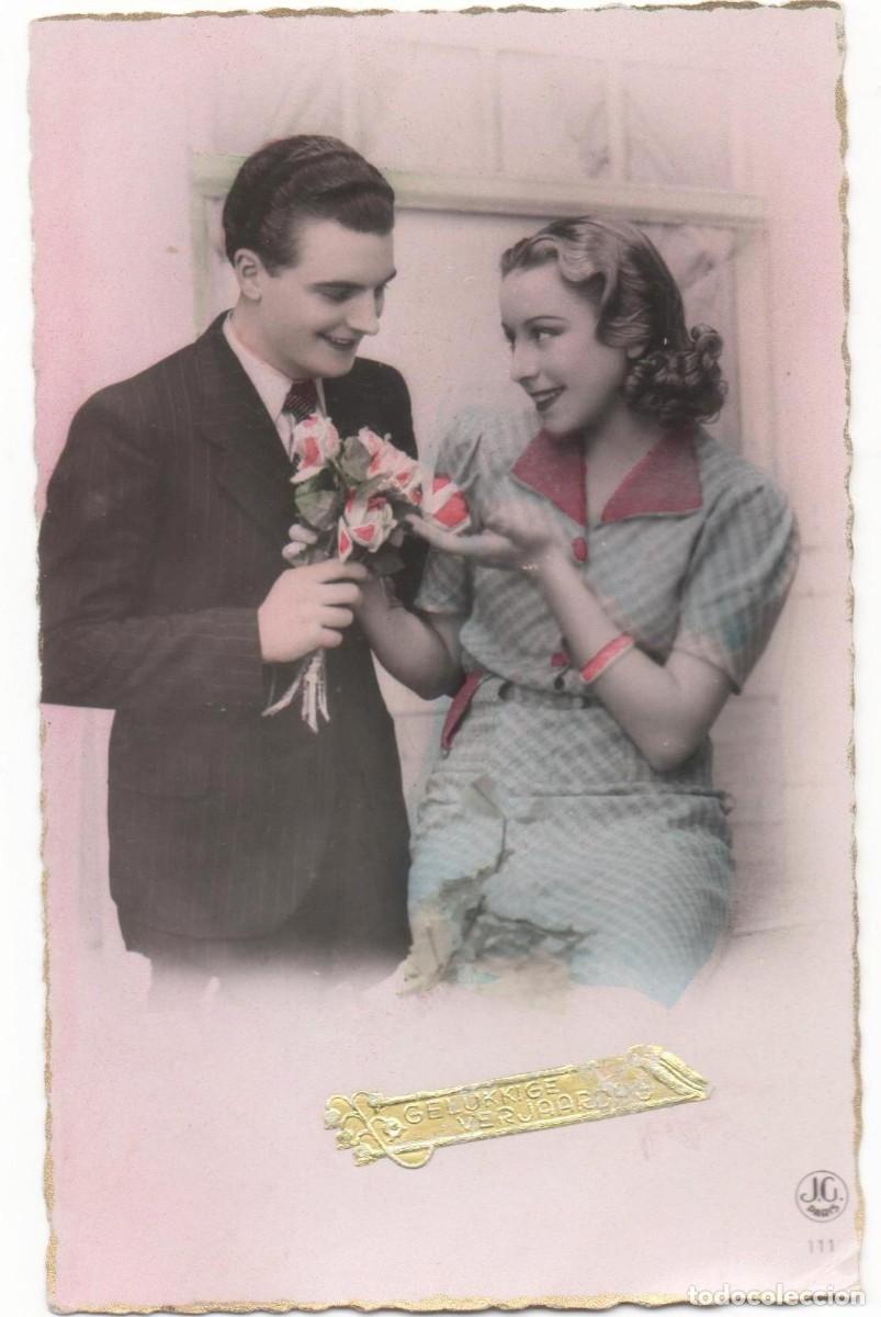 Cartoline: Postal francesa a&ntilde;os 40-50- escrita-pareja rom&aacute;ntica