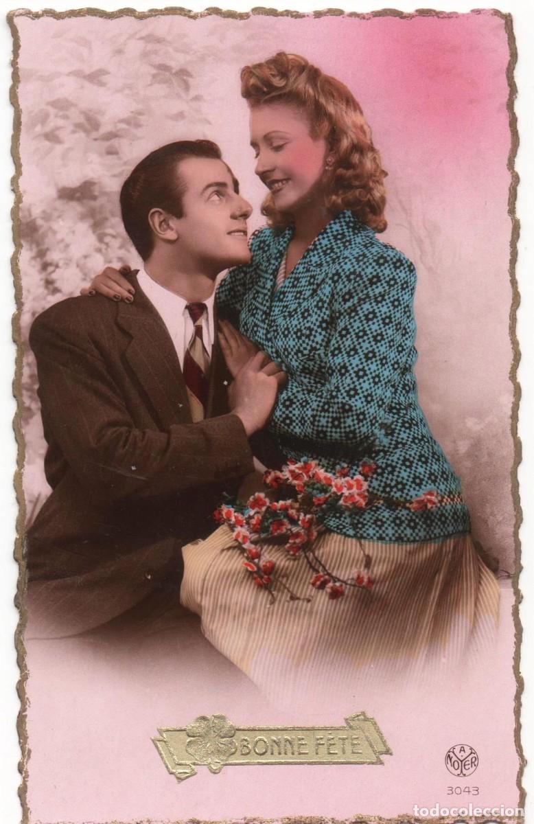 Postais: Postal francesa a&ntilde;os 40-50- escrita-pareja rom&aacute;ntica