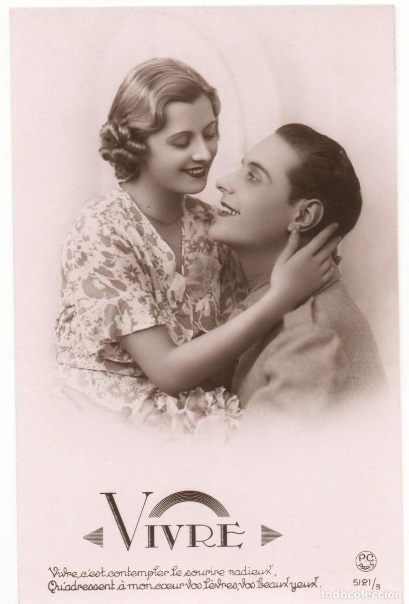 Cartoline: Postal francesa a&ntilde;os 40-50- escrita-pareja rom&aacute;ntica