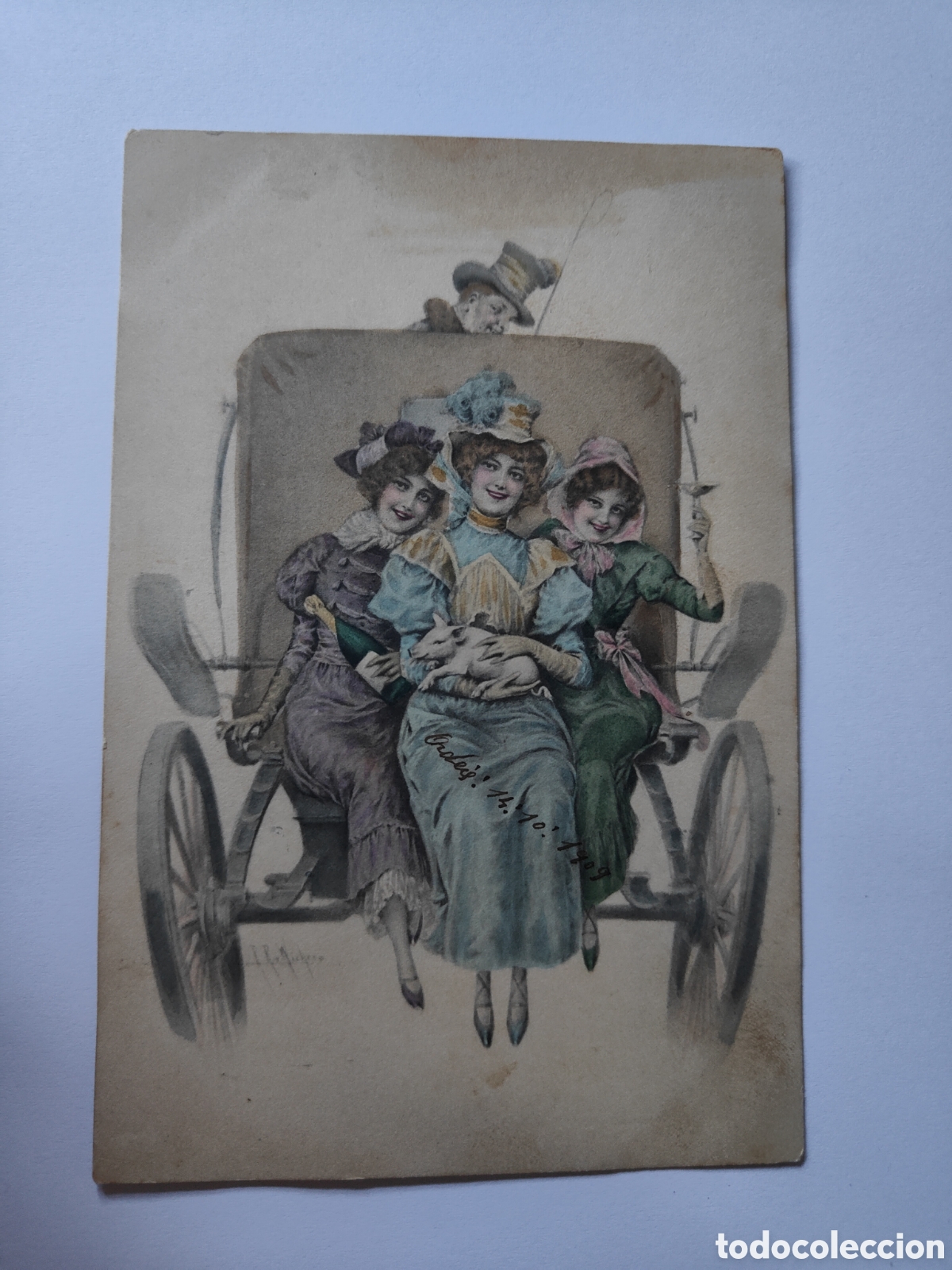 Postales: POSTAL MUJERES EN CARRUAJE - Foto 1