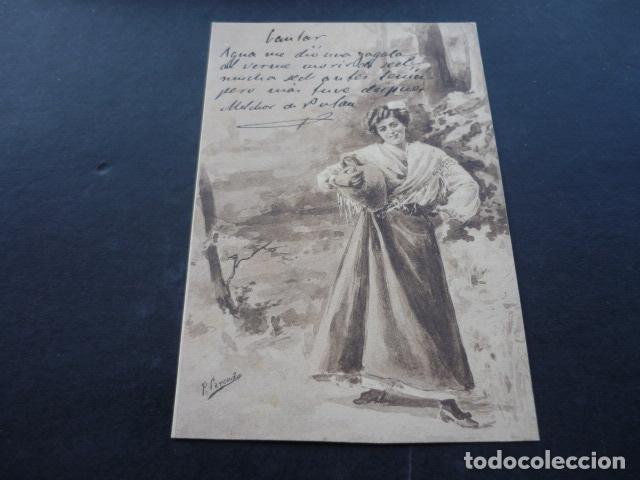 MUJER CON CANTARO POSTAL