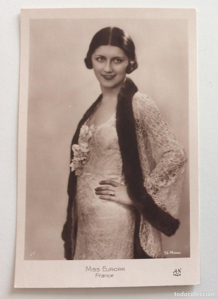 Cartoline: POSTAL FOTOGR&Aacute;FICA JEANNE JUILLA MISS FRANCIA Y MISS EUROPA 1931